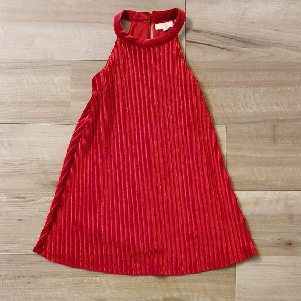 GB girls Red Velvet Halter Dress Size 5 (J)